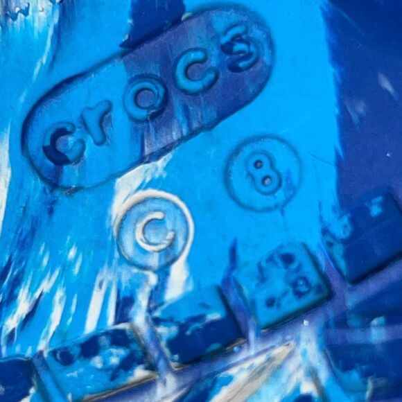 Toddler CROCS Classic Crocband Marbled Blue White Clog Size C8 - Picture 6 of 6